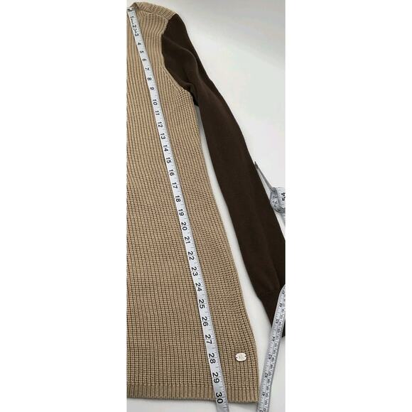 RALPH LAUREN Two Tone Jumper Sweater Fisherman Rib Logo Badge Retro Size S Brown - Picture 10 of 13